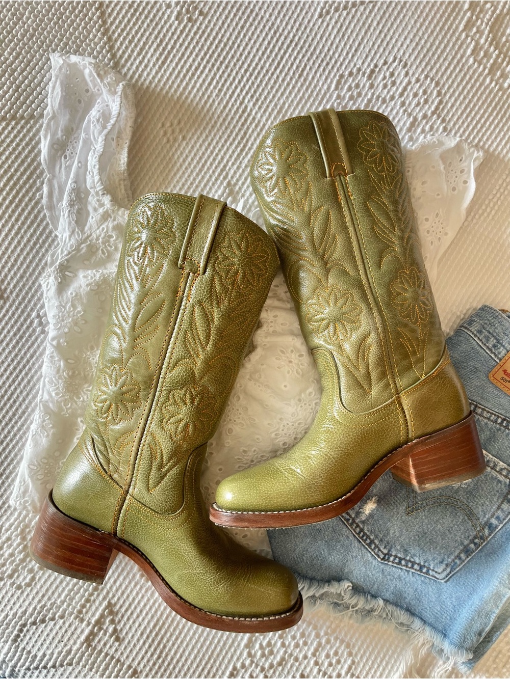 FRYE | Green Campus Flower Boots SOLD - Picture 7 of 8